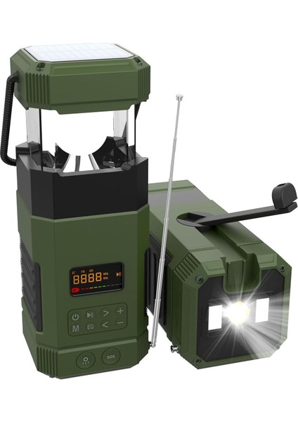 DF-585 Solar Crank Radyo Bluetooth Işıklı Kamp Lambası Powerbank Acil Durum Radyosu