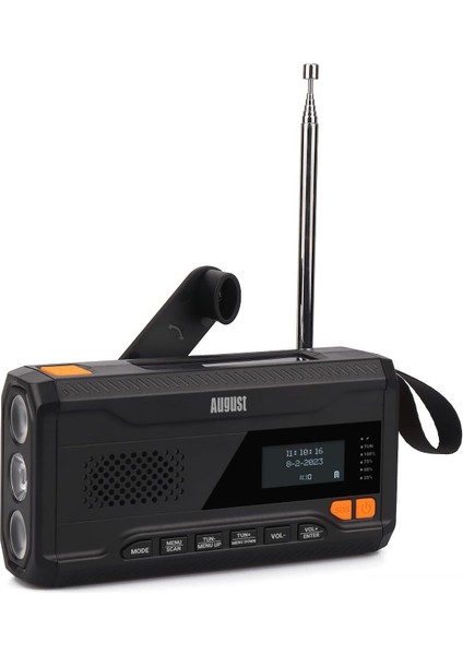 MB290B Crank Radyo, Dab/fm/bluetooth, 4500MAH Powerbank, Solar & Krank Şarj, LED El Feneri