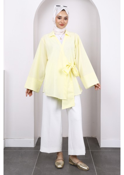 Sarı Yan Bağlamalı Kimono fiyatları