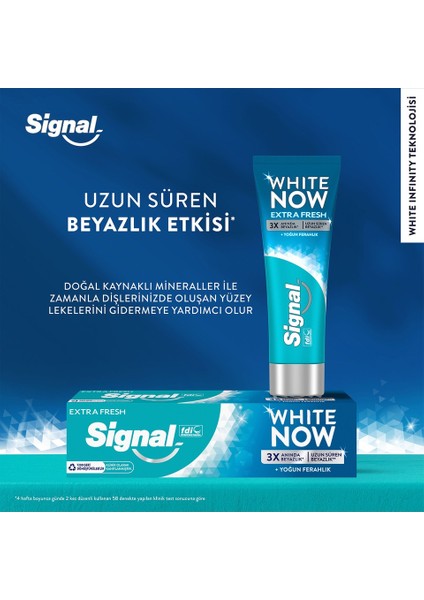 White Now Extra Fresh Diş Macunu 50 ml + Diş Fırçası x 3 Set fırsatları