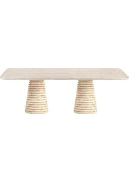 Bruno 2 Traverten Yemek Masası - Küçük (80CMX160CMX75CM)