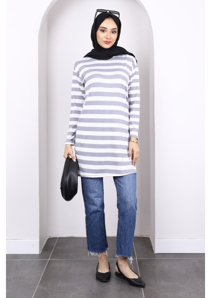 Gri Çizgili Uzun Kol Tunik fiyatları