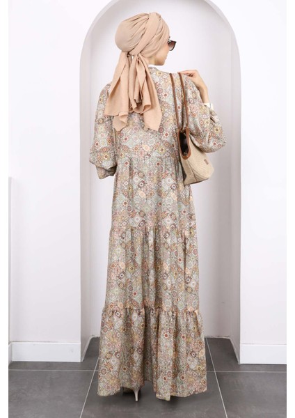 Vizon Yarım Düğmeli Eteği Katlı Elbise fırsatları