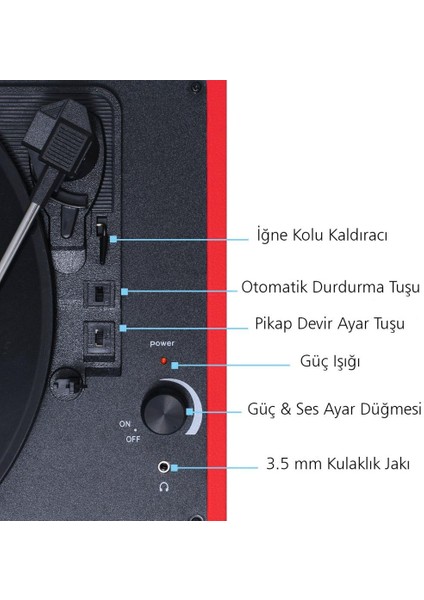 Record Master T310CH Dahili Şarj Özellikli Kırmızı Pikap