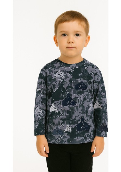 Erkek Çocuk %100 Pamuk Metrajlı Uzun Kollu Tişört - Siyah(3-4 Yaş 8-9 Yaş)