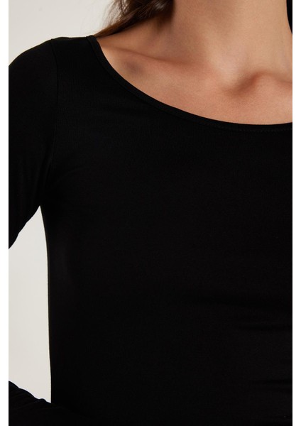 Kadın Slim Fit Dar Kesim Uzun Kollu Viskon Siyah Bluz modelleri