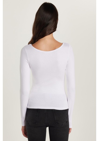 Kadın Slim Fit Dar Kesim Uzun Kollu Viskon Beyaz Bluz indirimleri