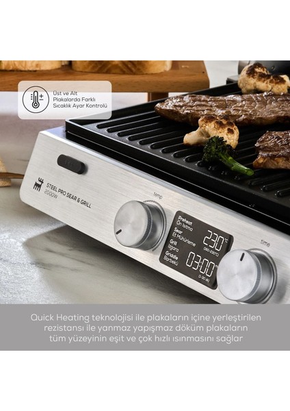 Inox Dijital Ekranlı Zamanlayıcılı Yanmaz Yapışmaz Pro Izgara ve Tost Makinesi 2000W fırsatları