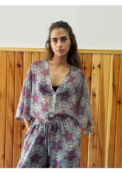 Tasarım V Yaka Şifon Kimono Gömlek Kadın Çok Renkli fiyatları