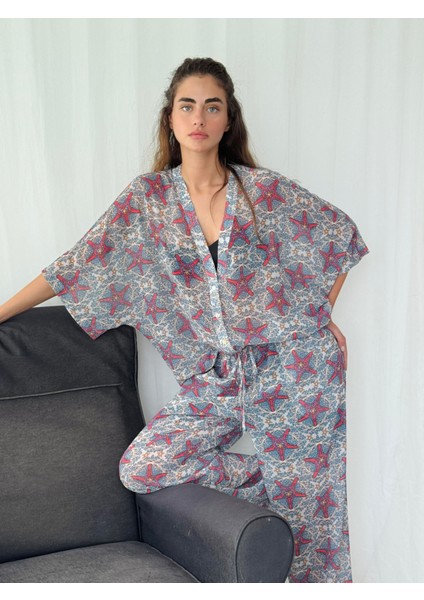 Tasarım V Yaka Şifon Kimono Gömlek Kadın Çok Renkli fırsatları