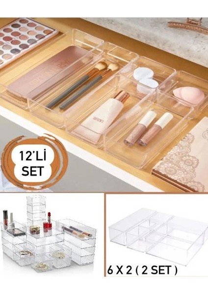 12 Parça Takı Aksesuar Çekmece Düzenleyici Set (2 x 216) Takı Makyaj Kutusu Kalem Organizer