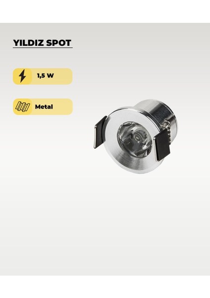 1W Krom Kasa Yıldız Spot Gün Işığı