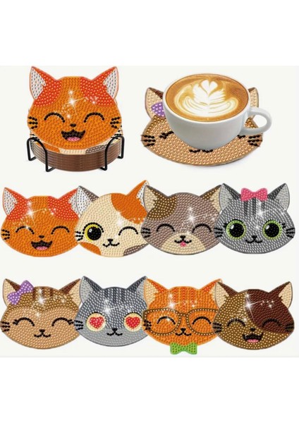 Elmas Boyama Bardak Altlığı Seti Yetişkinler ve Çocuklar Için Eğlenceli Eğitici Elmas Boyama Seti