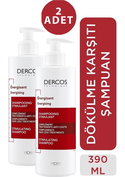 Vichy Dercos Energisant Şampuan 400 ml 2 Adet