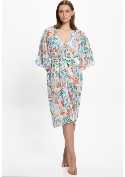 Kadın Çok Renkli Geometrik Uzun Kimono 25PL15ST fiyatları