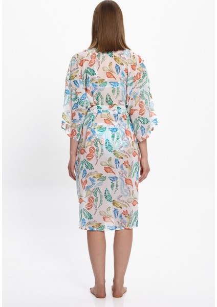 Kadın Çok Renkli Geometrik Uzun Kimono 25PL15ST modelleri