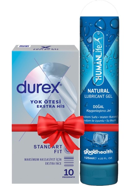 Yok Ötesi Ekstra Ince Ekstra His 10'lu Prezervatif + Humanlife 125 ml Doğal Jel Lubricant