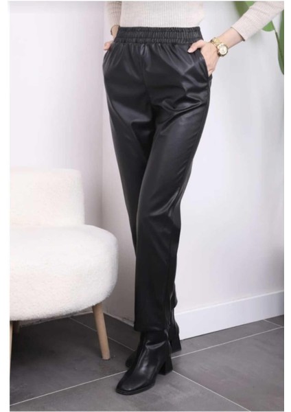 Kadın Beli Lastikli Deri Pantolon fiyatları