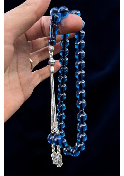 Sertifikalı 925 Ayar Gümüş Püsküllü Gece Mavisi Ateş Kehribar Tesbih Ahşap Hediye Kutulu fiyatları