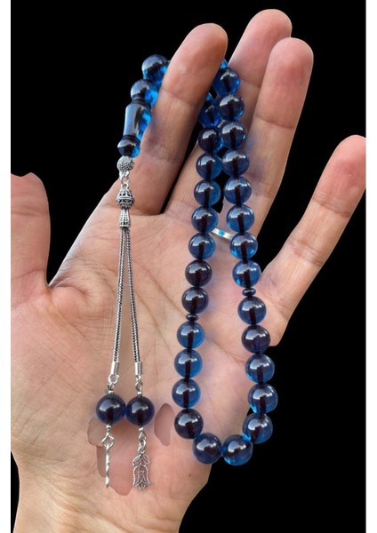 Sertifikalı 925 Ayar Gümüş Püsküllü Gece Mavisi Ateş Kehribar Tesbih Ahşap Hediye Kutulu modelleri