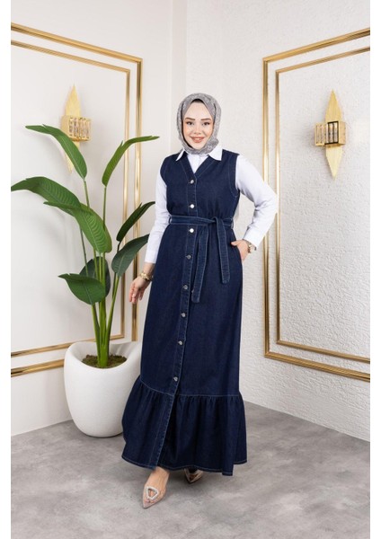 Kadın Düğmeli Kuşaklı Kot Jile modelleri