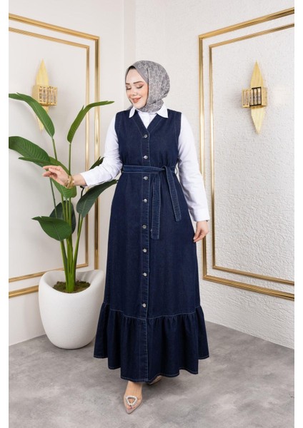 Kadın Düğmeli Kuşaklı Kot Jile indirimleri