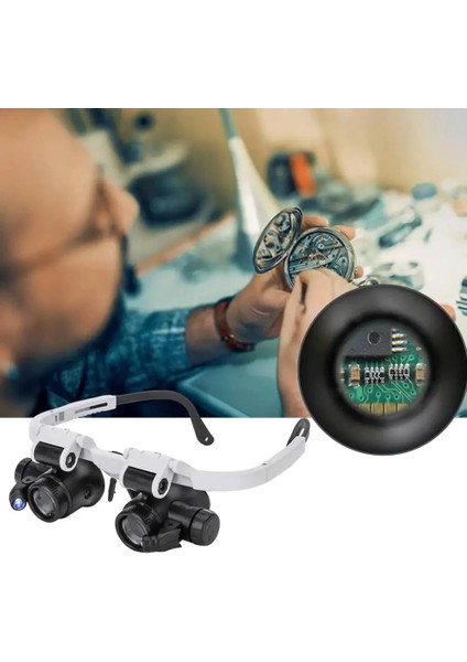 Pilli Ayarlanabilir 2 LED Işıklı Büyüteçli Gözlük 8x, 15X, 23X fiyatları