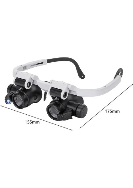 Pilli Ayarlanabilir 2 LED Işıklı Büyüteçli Gözlük 8x, 15X, 23X modelleri