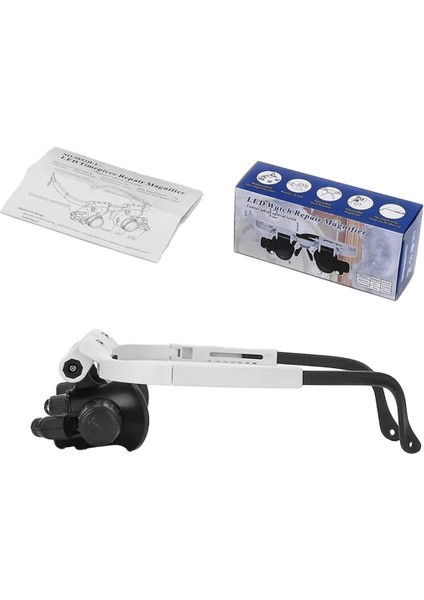 Pilli Ayarlanabilir 2 LED Işıklı Büyüteçli Gözlük 8x, 15X, 23X