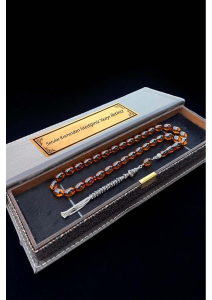 Sertifikalı Premium Üst Kalite 925 Ayar Gümüş Püsküllü Toprak Ateş Kehribar Tesbih