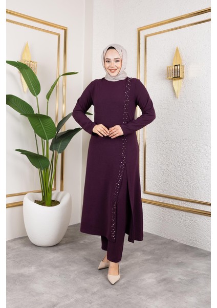 Inci Detaylı Tesettür Ikili Takım Gül Kurusu modelleri