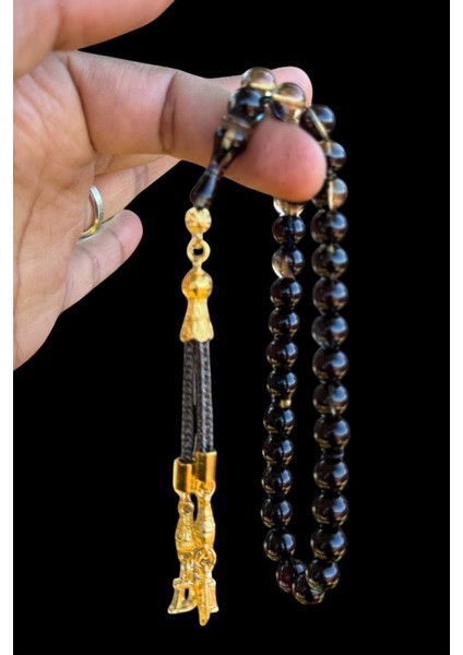 Sertifikalı Usta Işçilikli Siyah Ateş Kehribar Tesbih Kişiye Özel Ahşap Kutulu Harfli fiyatları