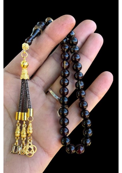 Sertifikalı Usta Işçilikli Siyah Ateş Kehribar Tesbih Kişiye Özel Ahşap Kutulu Harfli modelleri