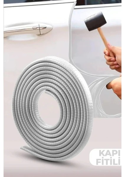 Bmc Pro 624 Oto Araç Kapı Koruma Fitili 5metre Parlak Beyaz Renk Çarpma Çizilme Önleyici Fitil