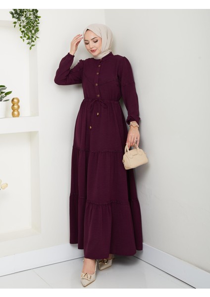 Kadın Dantel Detaylı Bel Bağcıklı Gül Kurusu Ayrobin Elbise fiyatları