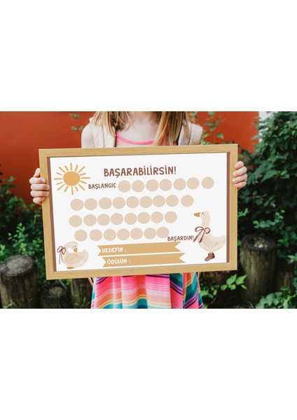Luna Temalı “başarabilirsin” Motivasyon Takip Tablosu – Çocuklar Için Hedef Takip Kartı (Bir Aylık)