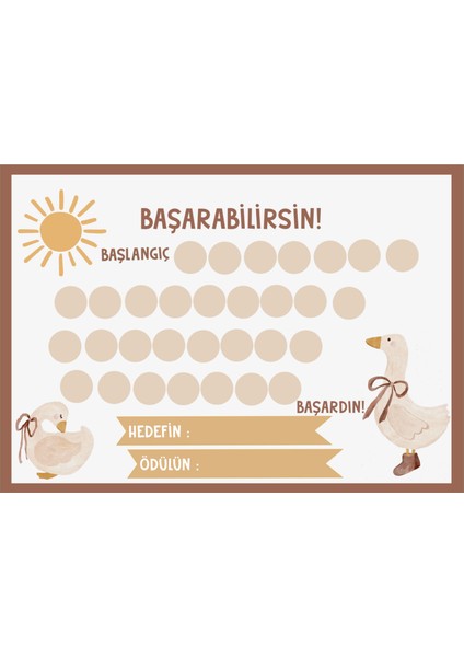 Luna Temalı “başarabilirsin” Motivasyon Takip Tablosu – Çocuklar Için Hedef Takip Kartı (Bir Aylık)
