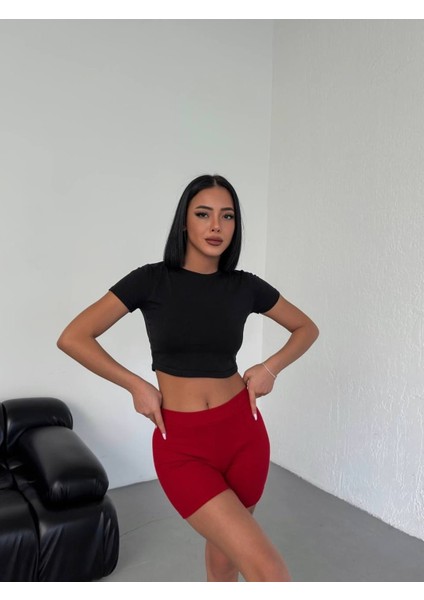 Full Likralı Kaşkorse Mini Şort