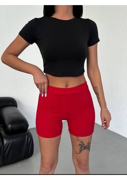 Full Likralı Kaşkorse Mini Şort