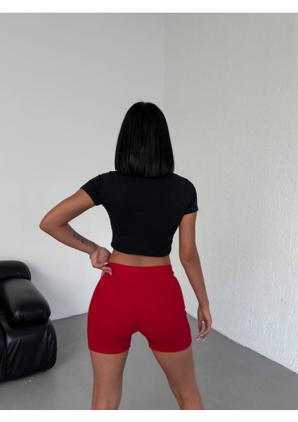 Full Likralı Kaşkorse Mini Şort