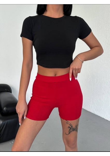 Full Likralı Kaşkorse Mini Şort