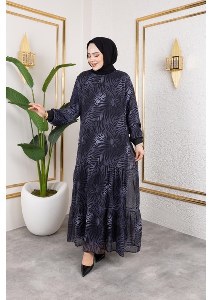 Kadın Astarlı Şifon Desenli Elbise indirimleri