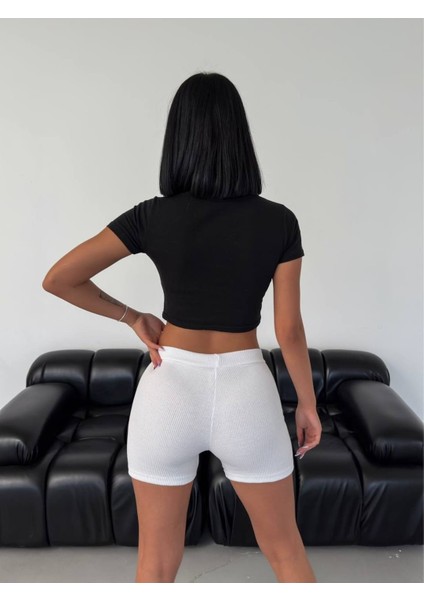 Full Likralı Kaşkorse Mini Şort