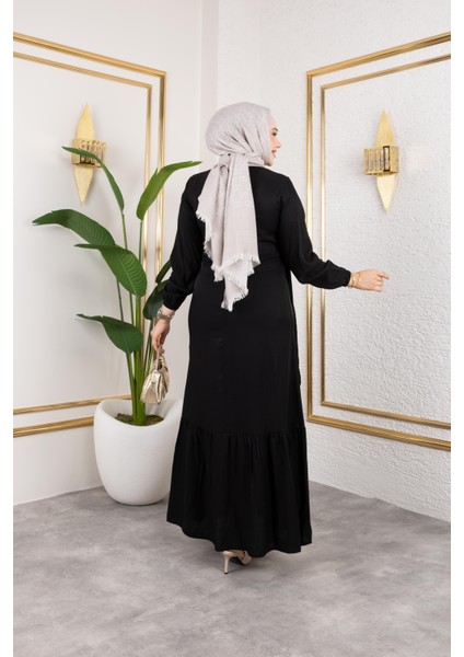 Kadın Bağlama Detaylı Çilek Kumaş Siyah Elbise indirimleri