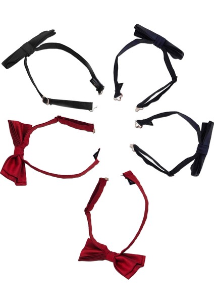 5'li Paket Armürlü Lacivert-Siyah-Kırmızı Erkek Papyon indirimleri