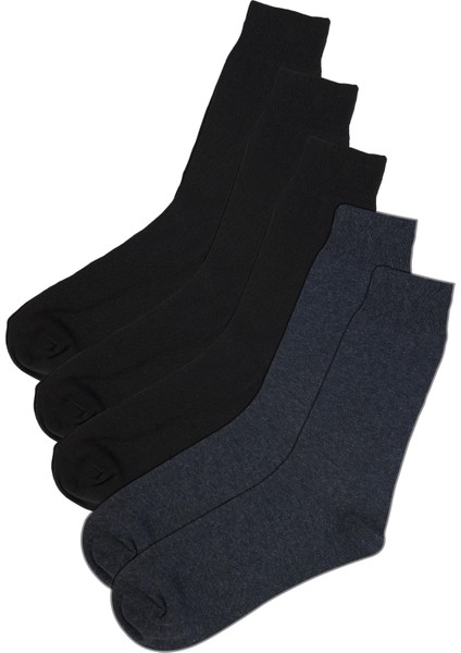 5'li Siyah-Lacivert Klasik Erkek Çorap
