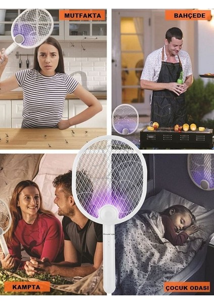 Katlanır USB Şarjlı Uv Işıklı Elektrikli Sivrisinek Öldürücü Raket Sinek Öldürücü