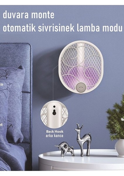 Katlanır USB Şarjlı Uv Işıklı Elektrikli Sivrisinek Öldürücü Raket Sinek Öldürücü