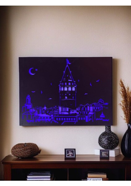 Galata Kulesi Metal Duvar Tablo Led'li 1mt USB Giriş Kablo fiyatları
