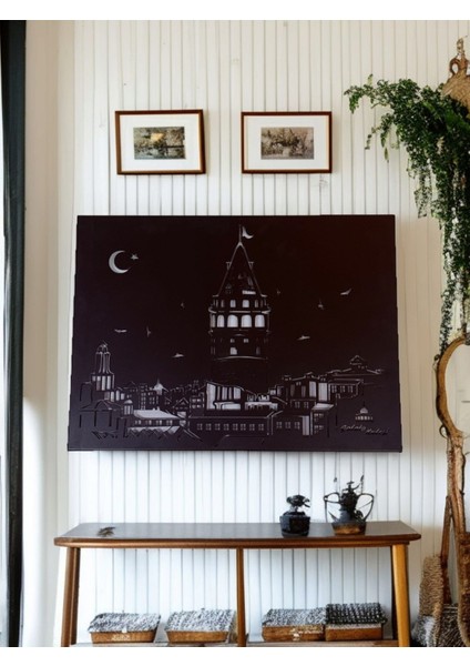 Galata Kulesi Metal Duvar Tablo Led'li 1mt USB Giriş Kablo modelleri